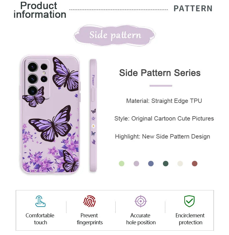 Dreamy Butterfly Phone Case For Samsung Galaxy S25 S24 S23 S22 S21 S20 Ultra FE S10 S10E Plus Note 20 Ultra Silicone Cover