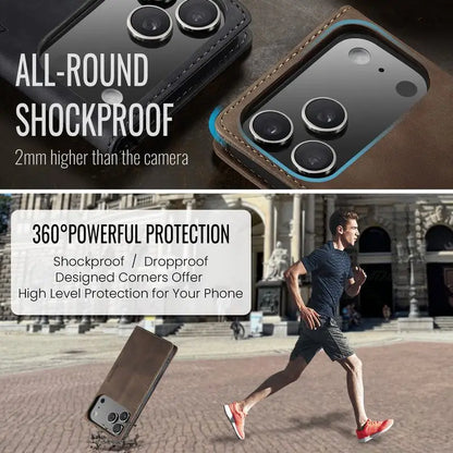 Leather Case For iPhone 17 16 15 14 13 12 11 18 Pro Max Air 16E X XR XS Max SE 2020 6 6s 7 8 Plus Luxury Magnetic Phone Cover