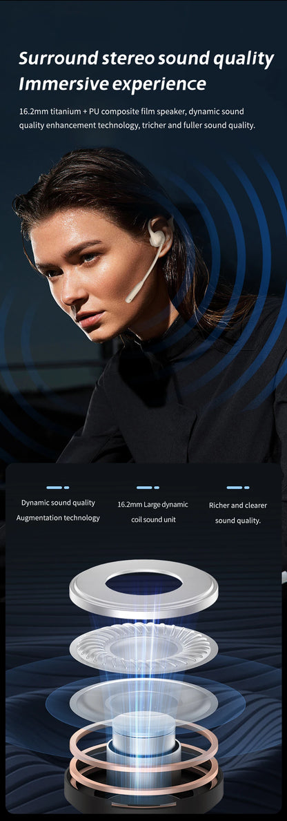 DG09 Bone Conduction Headphone Wireless Bluetooth 5.3 Headset Outdoor Sport Earphones IPX5 Waterproof Hands-free with Microphone