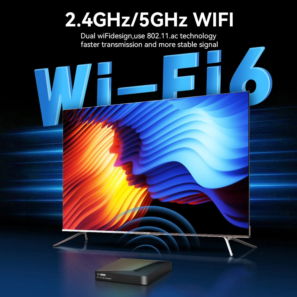 We2USat K3 PRO Smart Android TV Box 6K HDR Build in WiFi-6 2.4GHz/5GHz BT 5.0 4GB+32GB Streaming Media Player PK Vseebox V5 PRO
