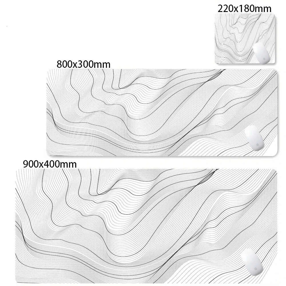 XXL Desk Mat Black And White Strata Liquid Mousepad Large Abstract Mouse Pad Gaming Deskmat With Lockedge Office Non-slip Carpet