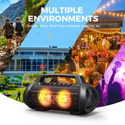 W-KING D10MIC 70W RMS Bluetooth Portable Speaker Wireless Loud IPX6 Waterproof Bluetooth Music Box with Subwoofer/Bass Boost