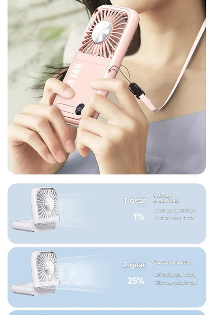 Summer Portable Ultra-thin Neck Small Fan F30 USB Charging Semiconductor Refrigeration Infinity Handheld Icing Fan
