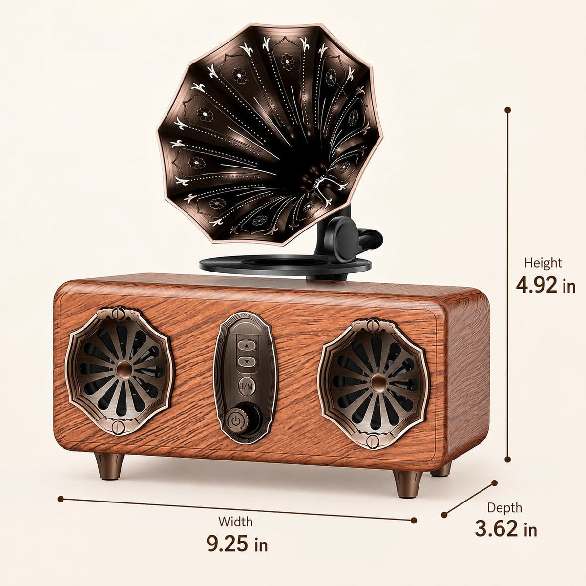 Retro Bluetooth Speaker,FM Radio Vintage Speaker Bass with USB TF AUX Player | Old Fashion Classic Style for Home, Office, Gift
