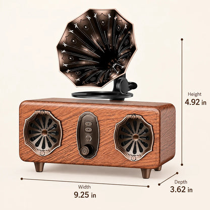Retro Bluetooth Speaker,FM Radio Vintage Speaker Bass with USB TF AUX Player | Old Fashion Classic Style for Home, Office, Gift