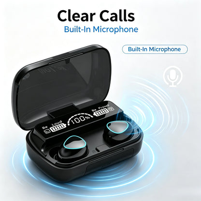 M10 In-Ear Bluetooth Sports Earbuds TWS Wireless Headset Featuring LED Display Charging Case 9D Surround Sound