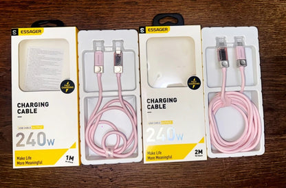 Essager 240W USB C Cable for iPhone 18 17 16 Plus Pro Max Macbook iPad Supercharge Fast Charger Type C Cable for Xiaomi Samsung