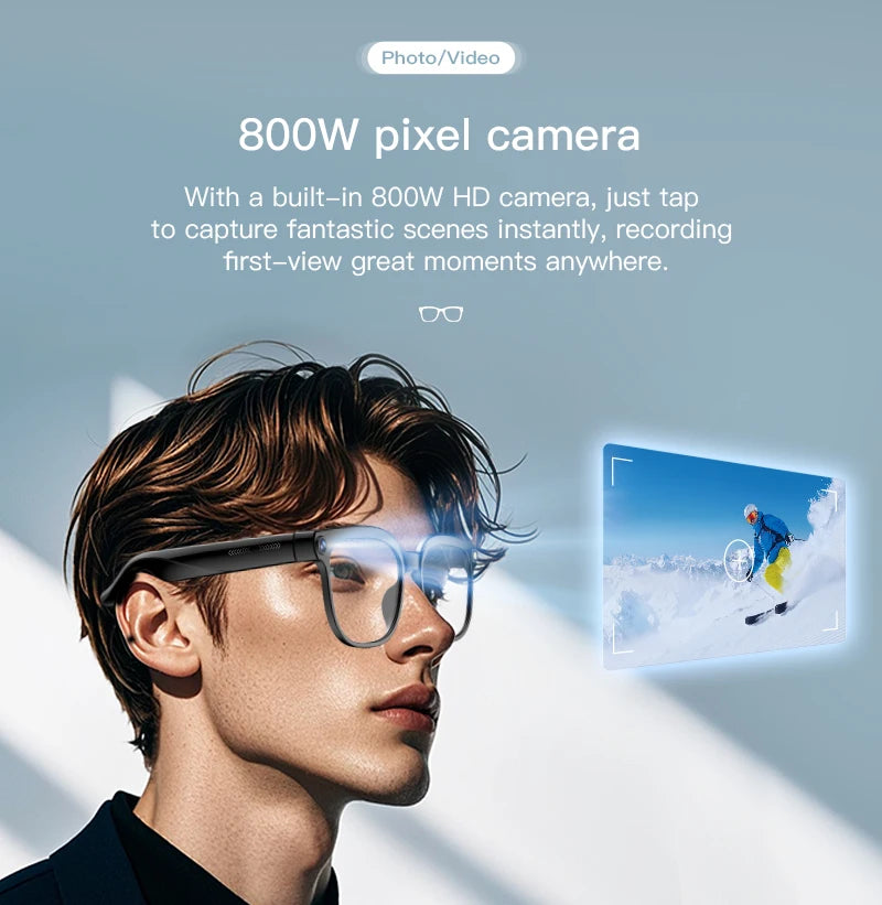 2026New 4K HD Photochromism AI Smart Glasses 800W Pixel Camera 1080P Video AI Chat Music Player Call AI Sports Smart Glasses Man