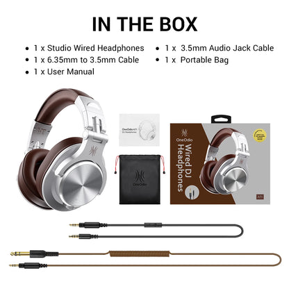 Oneodio A71 Wired Over Ear HiFi Headphones With Mic Studio DJ Headphone Professional Monitor Recording Mixing Headset For Gaming