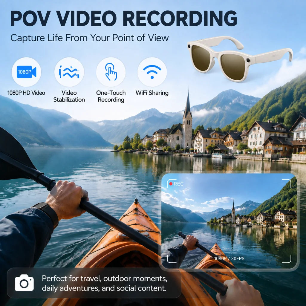 2026 New AI Smart Glasses Camera 800W Lens 30MP Photo 1200P Video Recording Bluetooth 5.3 WiFi Translation Sunglasses Men Women