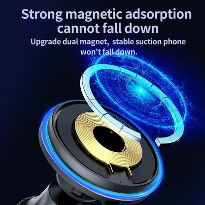 LED/RGB Magnetic Car Wireless Charger For iPhone 12 13 14 15 Pro Max Macsafe Car Phone Holder Stand Mount Fast Charging Station