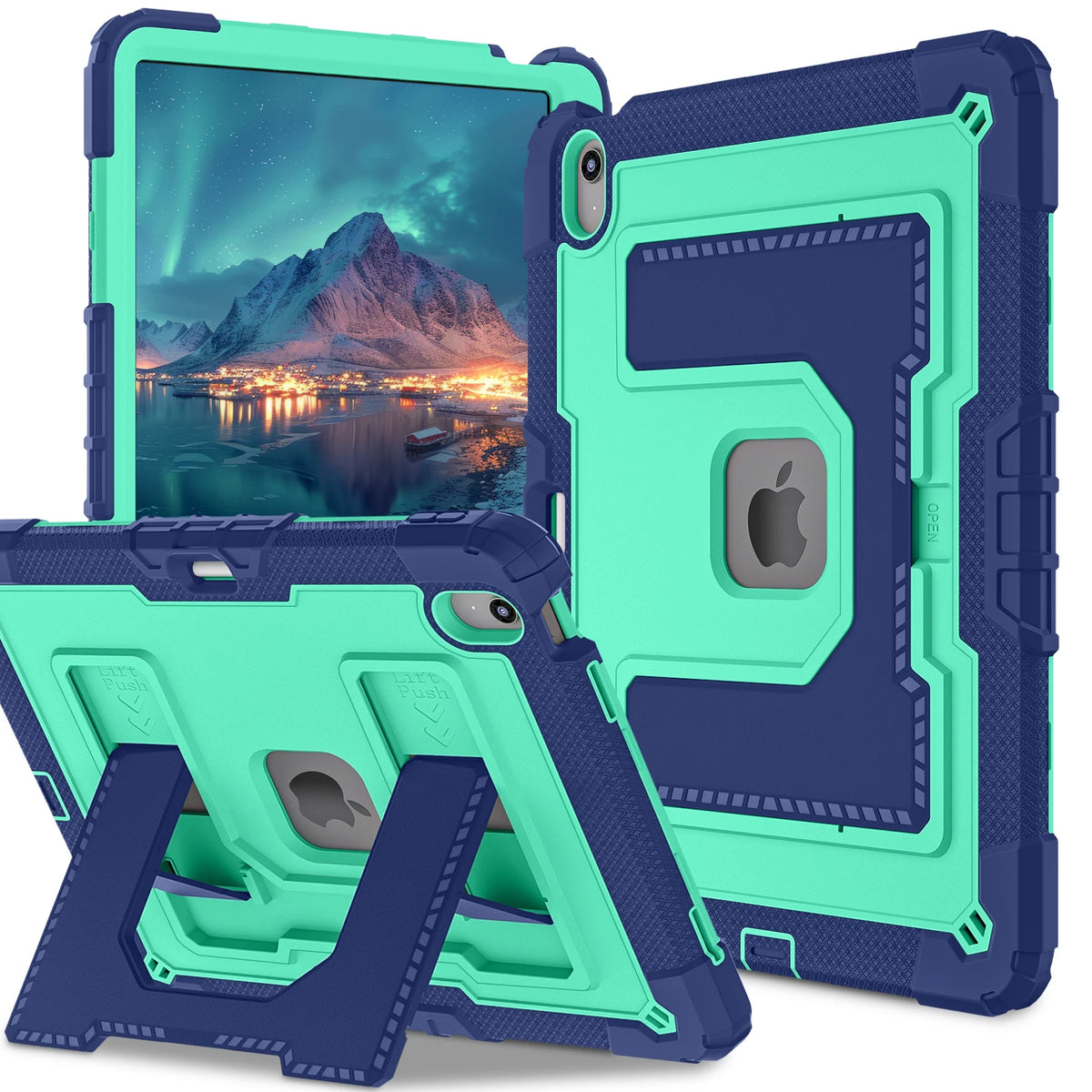 Heavy Duty Shockproof Case for iPad Air 13 11 M4/3/2 Air 4 5 Mini 6 A17 Pro Rugged Protective Cover with Pen Holder/Kickstand