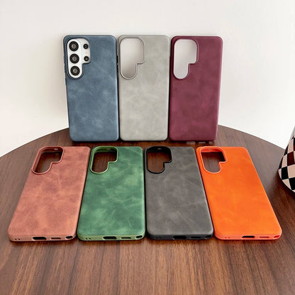 Vintage Suede Leather Phone Case For Samsung Galaxy S26 S25 S24 S23 S22 Ultra Shockproof Matte Retro Texture Protective Cover