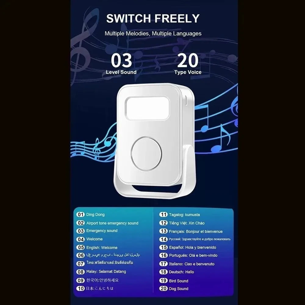 Infrared Sensor Intelligent Welcome Doorbell Recording Function Wireless Door Greeter Sensor Alarm Smart PIR Motion Detector