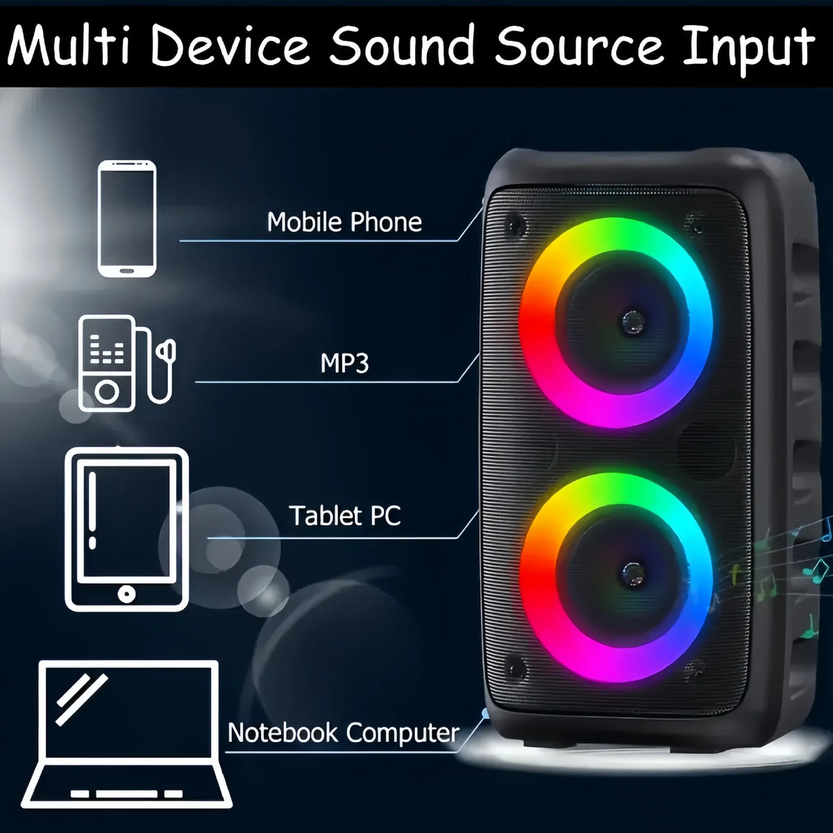 Wireless Karaoke Bluetooth Speaker Subwoofer Portable With Microphone Radio FM Lamp Machine Sound Box Music LED TWS Caixa De Som
