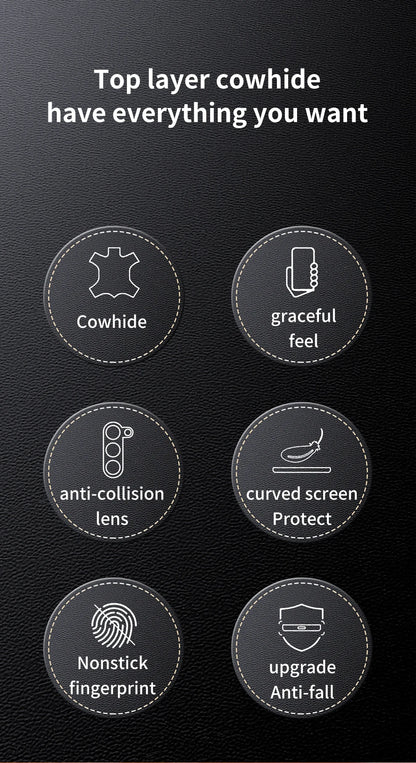 Genuine Cowhide Leather Phone Case for Samsung Galaxy S25 S24 S23 Ultra S22 Plus S21 Note 20 Plating Shockproof Protector Cover