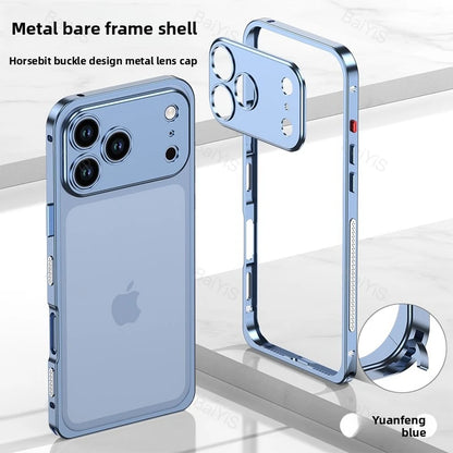 Luxury Metal Alloy Lens Protector Frame Phone Case For iPhone 18 17 16 15 14 13 Pro Max Plus Heat Dissipation Shockproof Cover