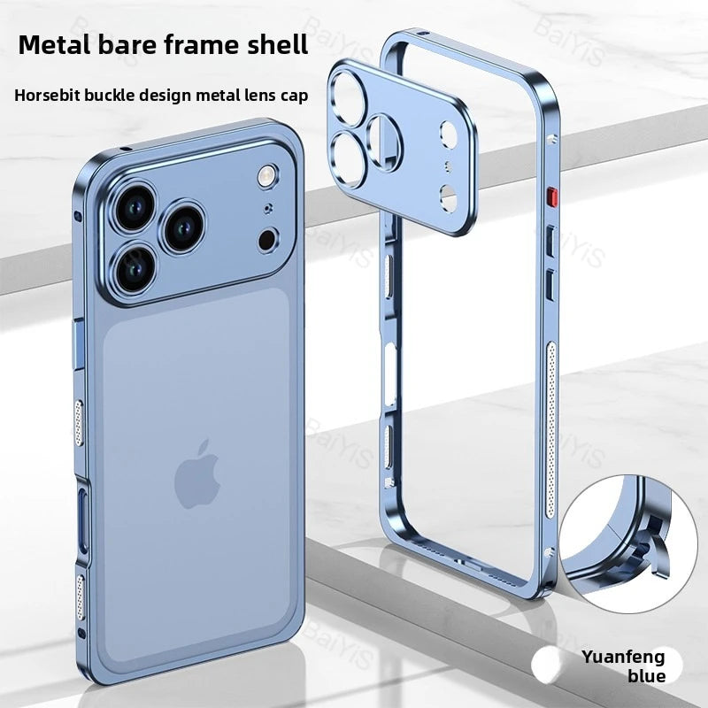 Luxury Metal Alloy Lens Protector Frame Phone Case For iPhone 18 17 16 15 14 13 Pro Max Plus Heat Dissipation Shockproof Cover