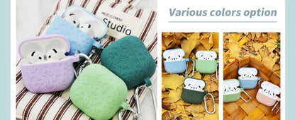 2025 New Flora Engraved Case for AirPods 4 Cover Shock-Proof Protective Silicone flower with Keychain for Apple Airpods 4 Case