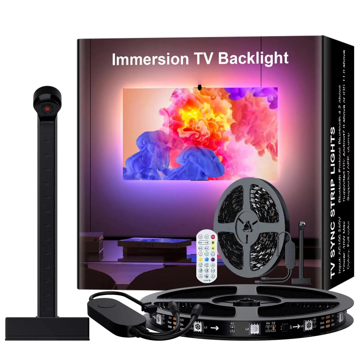Ambilight For Immersion Tv Backlight Sync To Screen 3.8M 5M 5V Usb Rgbic Strip Led With Camera Synchronized Tv Light Kit