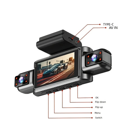 3-4 Channel WiFi Dash Cam, 1080P Full HD, APP WiFi Control, 3.5" Screen, HD Night Vision, 24H Parking Surveillance