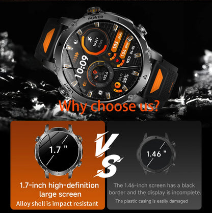 LIGE TANK Ultra 1400mAh Battery Military Smart Watch 10ATM Waterproof Heart Rate Flashlight Sports Bracelet Smartwatch Men Lady