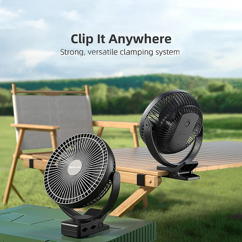 OPOLAR Rechargeable 8inch Clip Fan Strong Silent Wind Mini USB Fan Sturdy Clamp for Baby Stroller Camping Home Outdoor 10,000mAh