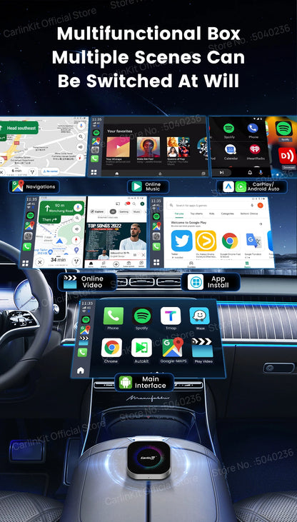 CarlinKit TV Box S2F Android 13 CarPlay Ai Box SM6225 8 Cores Wireless CarPlay Android Auto Video Streaming Box 4G LTE &WiFi GPS