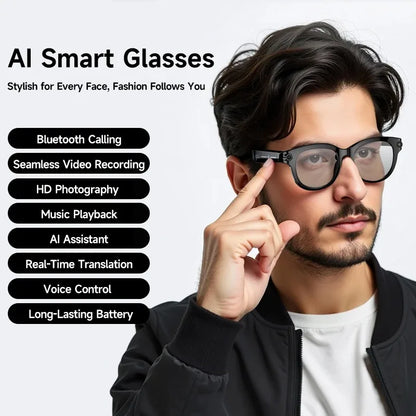 2026 AI Smart Glasses 8K Remote Control Touch Photo Camera Recording Voice Assistant Translator Wireless Bluetooth Sunglasses