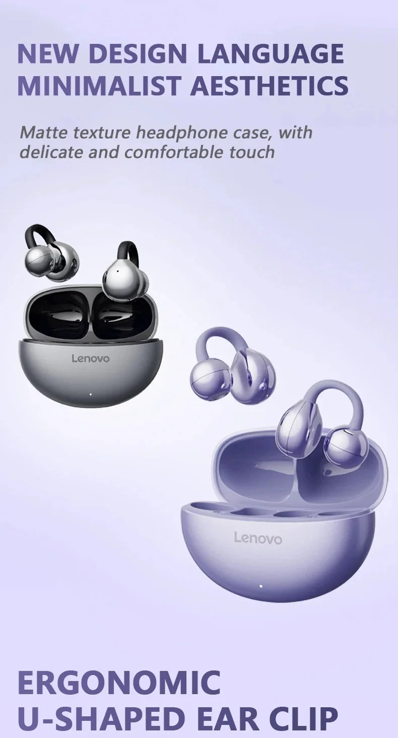 Lenovo TA410 Bluetooth Earbuds Wireless Headphones Ear Clip TWS Earphones Noise Cancelling Sports Gaming Headset for Android iOS