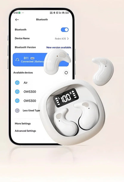 Wireless In-Ear Bluetooth 5.3 Earphones High Sleepy Quality Wireless Earbuds with Long Battery Life Mini Digital Display Video