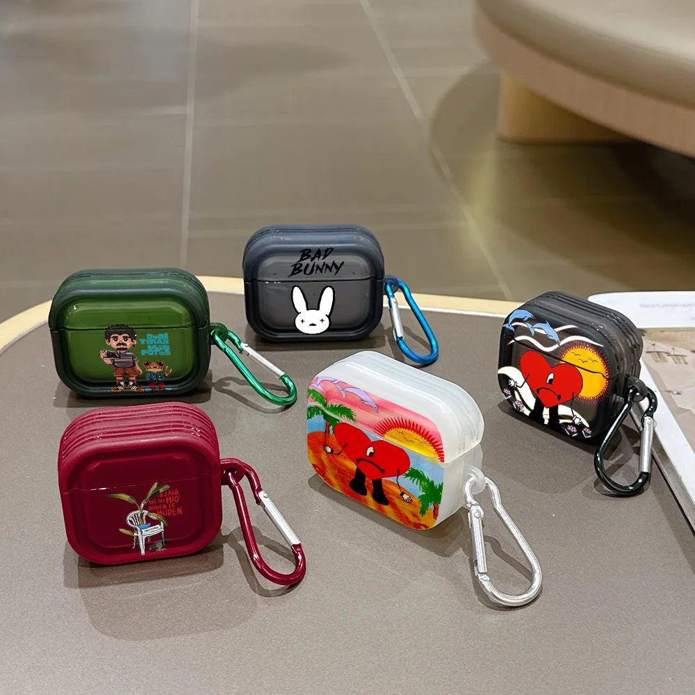 Singer B-Bad B-Bunny Translucent Silicone Case for Airpods 4 3 Pro 2 1 Wireless earphone Headphone Pro2 Protective Covers