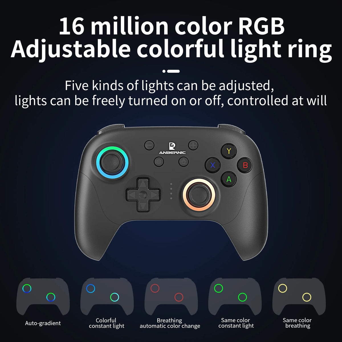 Anbernic RG G01 / RG P01 Retro Games Controller Hall Effect Triggers XBOX Gamepad for PC Android IOS Steam Linux Supports Bluetooth 5.3/Wired/2.4G Wireless