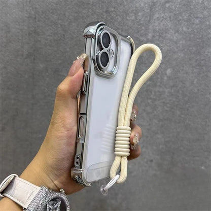 For Vivo S50 S30 Pro mini Y500 Pro Y50 Y31 2025 Y300 GT Y21D VivoY500 Plating Frame Casing With Strap Rope Shockproof Back Cover
