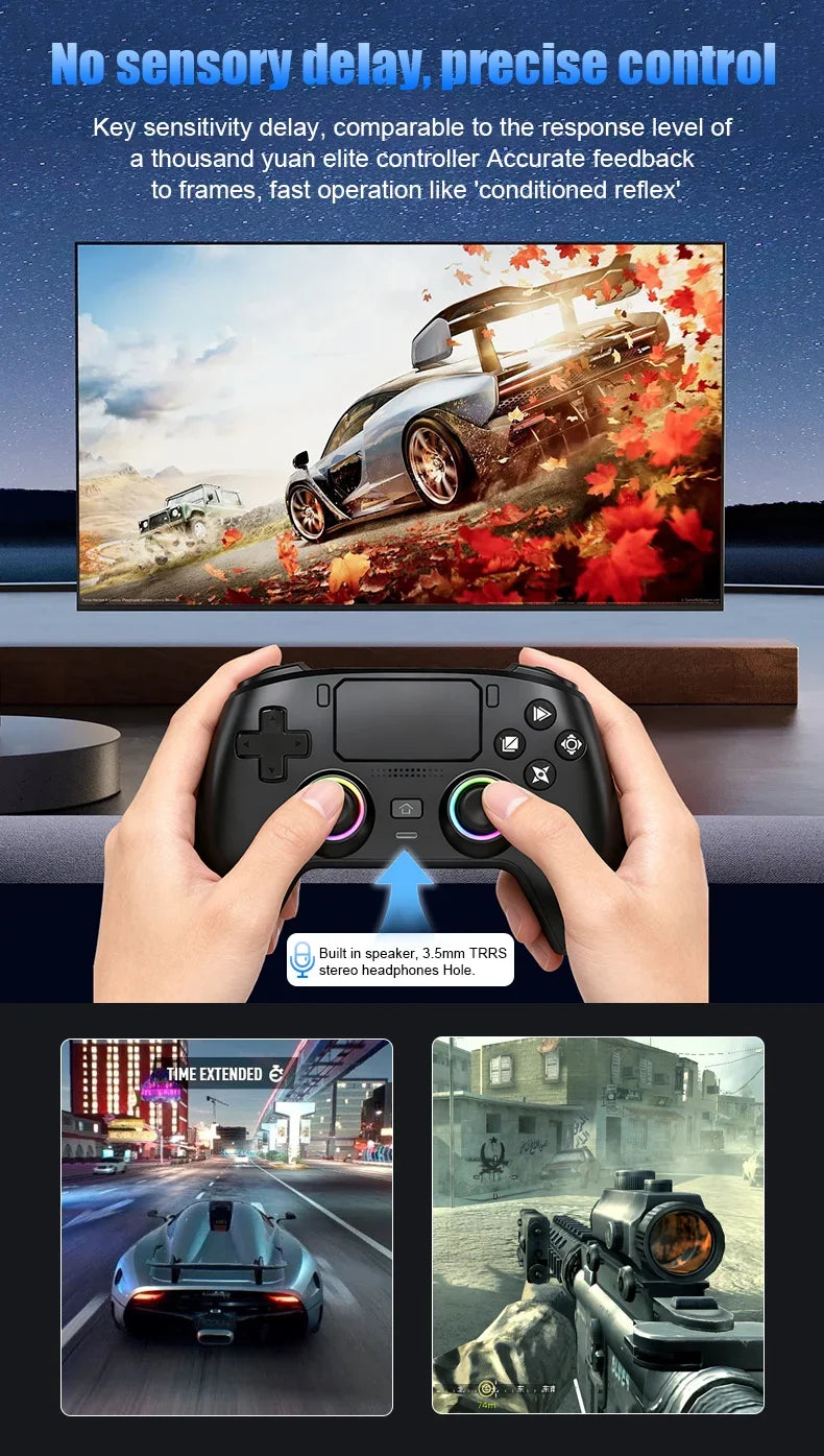Wireless Gamepad Gyro Sensor Hall Joystick and Effect Trigger Built-in Speaker for PS5 ps4 Wired Controller Gamer Wireless Game