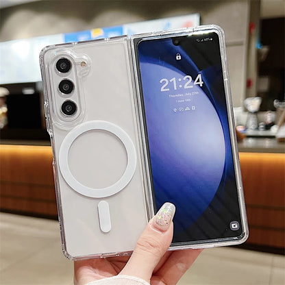 Clear Acrylic For Magsafe Magnetic Wireless Charge Case For Samsung Z Flip Z Fold 7 6 5 4 3 ZFlip7 Flip6 Shockproof Bumper Cover