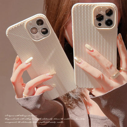 Colored Autumn and Winter Solid Weave Pattern Phone Case For Iphone 14 13 12 11 Pro Max X XR XSMAX 7 8 Plus Fashion New Products