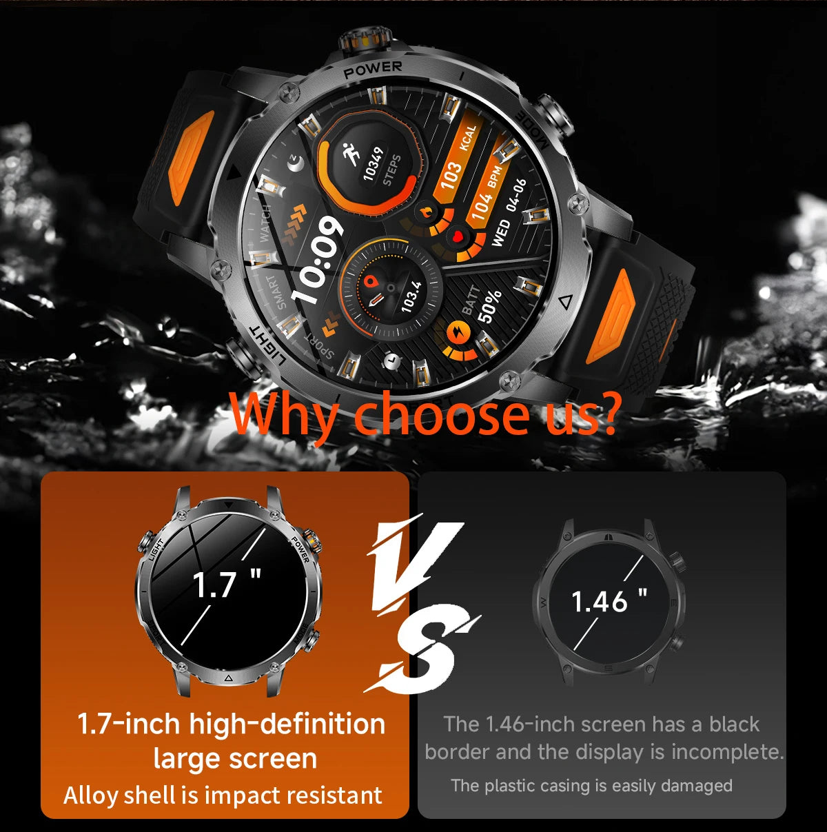 LIGE New 1400mAh Battery Smart Watch Men BT Call Waterproof Heart Rate Monitor Flashlight & SOS Red Light Sports Smartwatch Men