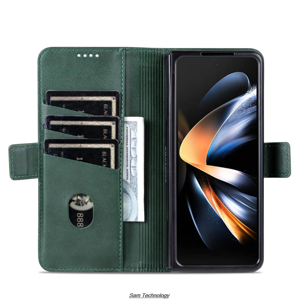 Magnetic Adsorption Leather Fitted Case for Samsung Galaxy Z Fold5 / Z Fold 5 6 7 4 3 5G Flip Cover Protective Case Fundas Coque