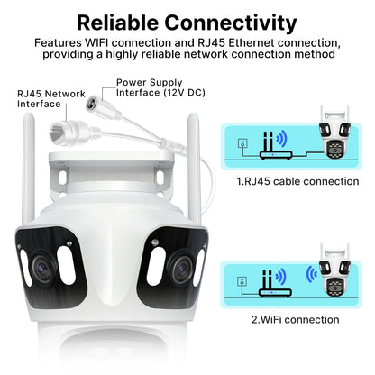 Three Lens PTZ IP Camera Outdoor HD Three Screen WiFi Security Camera Auto Tracking Dual Len Wirelss CCTV Camera iCsee