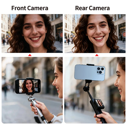 2in1 Selfie Stick Tripod Screen Sharing Device with Remote Aluminum Alloy Phone Tripod Bluetooth Remote and 270°Rotation Stand