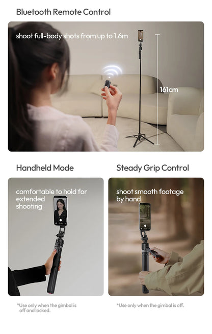 Ulanzi TT23M Magnetic Auto-Tracking Selfie Stick Tripod Smart Face Tracking Selfie Stick Ground Tripod for Outdoor Travel Vlog