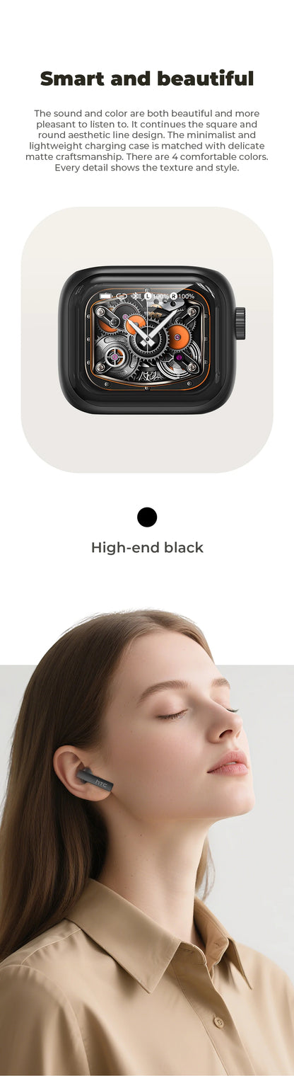 Headphones Bluetooth 5.2 TWS HTC Wireless Earphones Sports Earbuds With Microphone Full HD LCD Display Control Music Headset