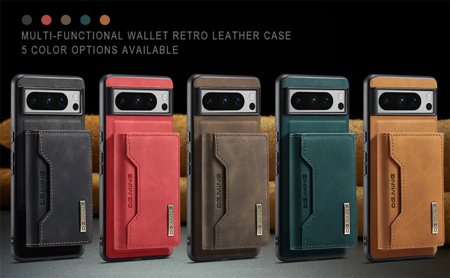 Luxury Magnetic Leather Wallet Case for Google Pixel 8 Pro 7 7A 6 6A Fold Pixel8 Pixel7 Kickstand Money Credit Card Holder Cover