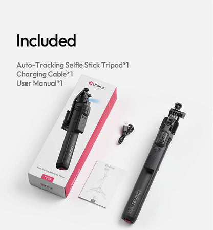 Ulanzi TT23 360° Auto-Tracking Selfie Stick Tripod Compact Foldable With Gesture Control Bluetooth Smart Face Tracking Tools