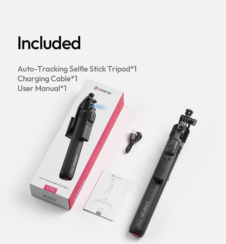 Ulanzi TT23 360° Auto-Tracking Selfie Stick Tripod Compact Foldable With Gesture Control Bluetooth Smart Face Tracking Tools
