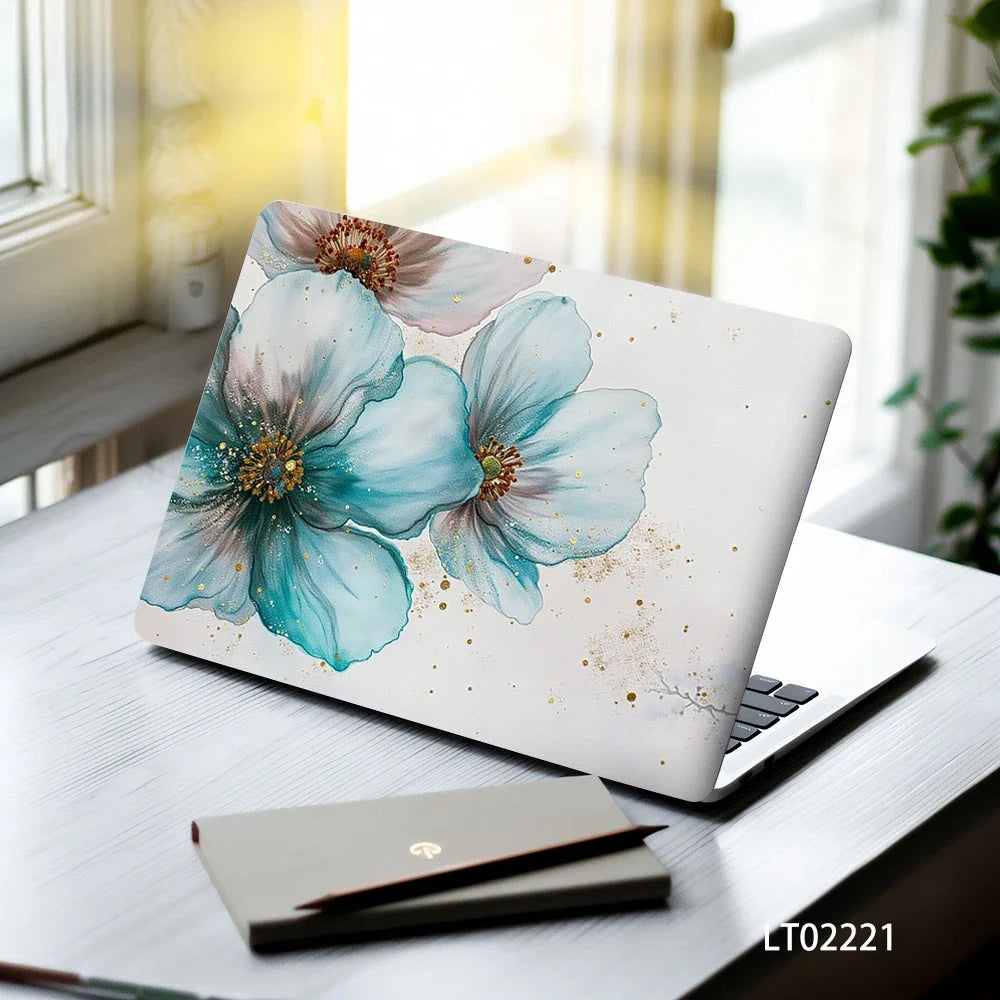 2PCS Scenery Oil Painting Laptop Stickers Set Flower Art Waterproof PVC Decals MacBook Traditional Ink Style Computer Skin