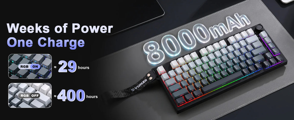 YUNZII RT75 PRO Dual 8K Wireless Gaming Keyboard, Rapid Trigger Mechanical Hall Effect Magnetic Keyboards, RGB Custom SOCD/DKS
