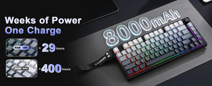 YUNZII RT75 PRO Dual 8K Wireless Gaming Keyboard, Rapid Trigger Mechanical Hall Effect Magnetic Keyboards, RGB Custom SOCD/DKS