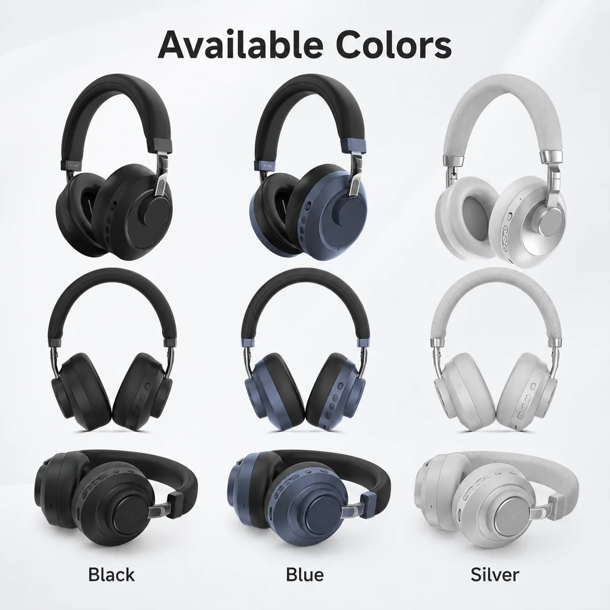 ANC Headphones Bluetooth Earphones Over Ear Wireless Headphones Noise Cancelling Foldable Stereo Headset with Mic HiFi Sounds